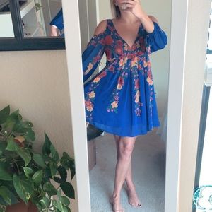 Blue free people cold shoulder dress!!